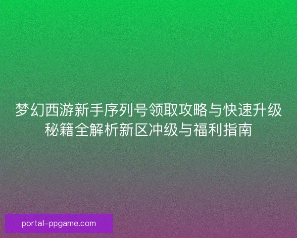 梦幻西游新手序列号领取攻略与快速升级秘籍全解析新区冲级与福利指南